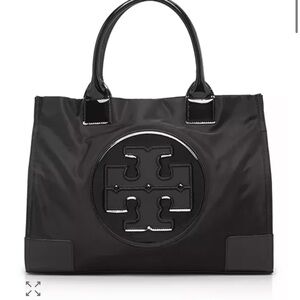 Tory Burch Black Nylon Tote with Logo